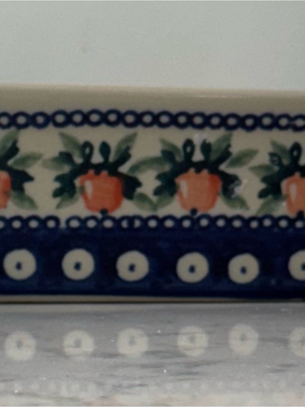 Handpainted Polish Ceramic Loaf Pan - Blue Accent